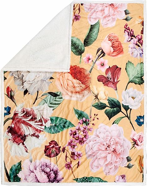 Descanso Plaid "Fiori" Sehr Weich, Kuscheldecke, 130x160 cm, Wendeoptik, Bl günstig online kaufen