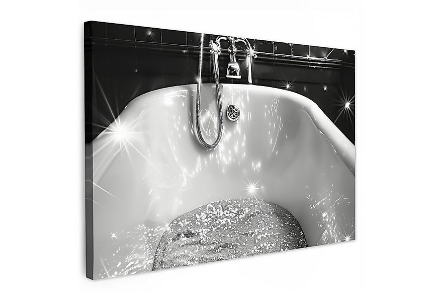 OneMillionCanvasses® Leinwandbild Badewanne - Glitzer - Schwarz und weiß - günstig online kaufen