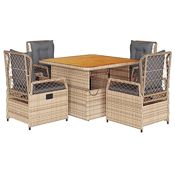 vidaXL 5-Tlg Garten-Essgruppe mit Kissen Beige Poly Rattan 3262918 günstig online kaufen