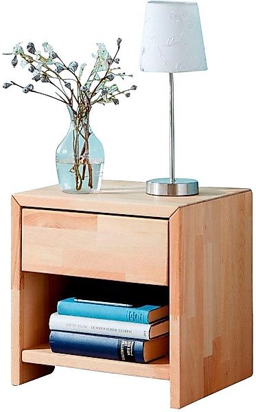 Relita Nachttisch Julia, massiv Buche, mit 1 Schublade, offenem Fach, recht günstig online kaufen