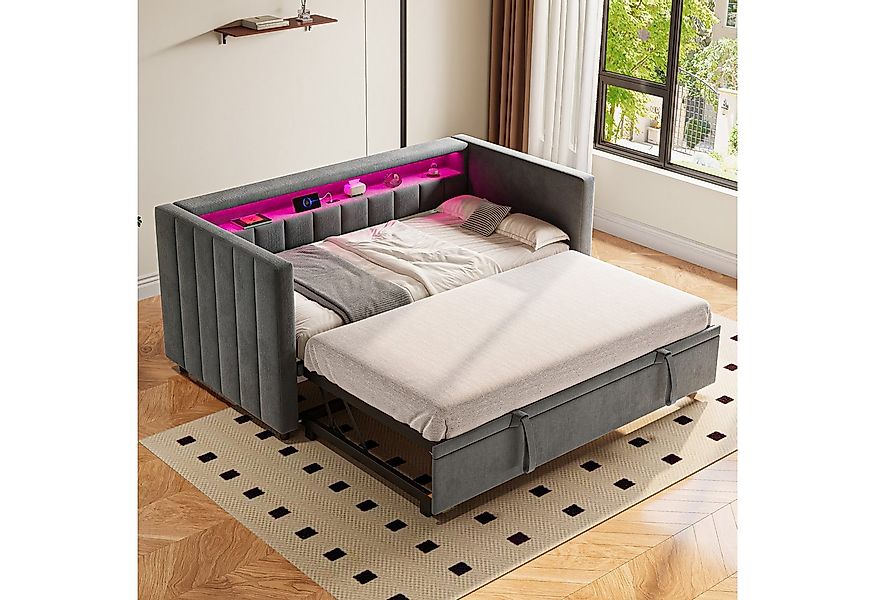 MODFU Schlafsofa mit ausziehbarem Bett, Funktionsbett mit LED-Ambiente und günstig online kaufen