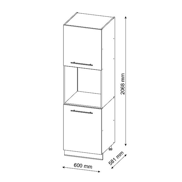 Vicco Herdumbauschrank Fame-Line, Anthrazit/Weiß, 60 cm günstig online kaufen
