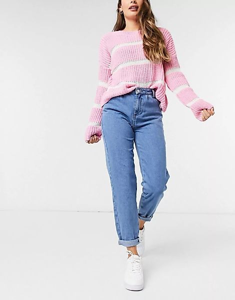 New Look – Mittelblaue Jeans mit Ballon-Beinen günstig online kaufen