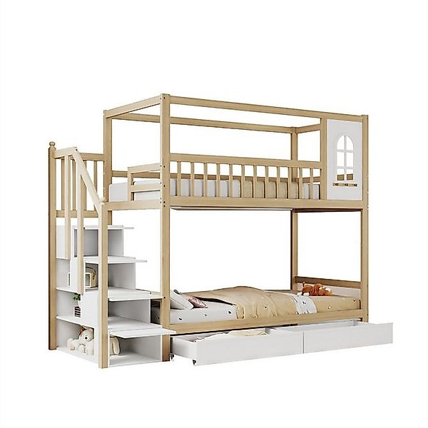 autolock Kinderbett Etagenbett Kinderbett,Massivholz Doppelbett,Hausform mi günstig online kaufen