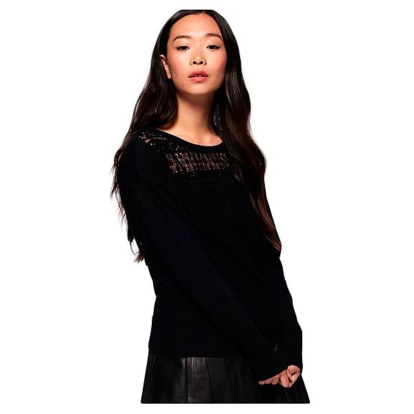 Superdry Colorado Fringe Lace Langarm-t-shirt XS Black günstig online kaufen