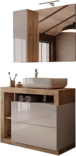 welltime Badmöbel-Set "Hamburg, Badezimmerset 2tlg. Breite 92 cm, Badmöbel, günstig online kaufen