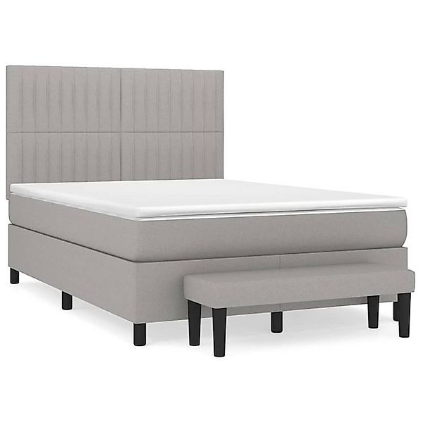 vidaXL Boxspringbett, Boxbett mit Matratze Hellgrau 140x200 cm Stoff günstig online kaufen