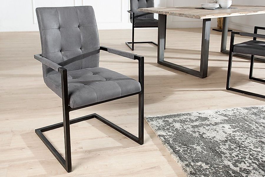 riess-ambiente Freischwinger OXFORD vintage grau / schwarz, Esszimmer · Mic günstig online kaufen