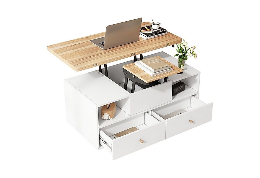 Merax Couchtisch höhenverstellbarer mit klappbarer Tischplatte & Hydraulikf günstig online kaufen