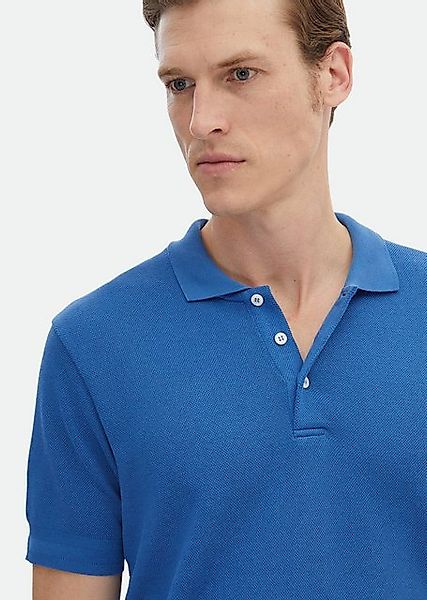 RAMSEY Poloshirt Blaues Jacquard-Polo aus 100% Baumwolle günstig online kaufen