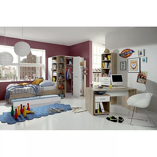 Jugendzimmer komplett Set mit Eckkleiderschrank, begehbar und beleuchtet un günstig online kaufen