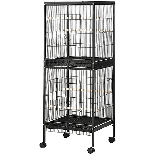PawHut Vogelkäfig 2 in 1 Voliere für Innenbereich mit 4 Drehbaren Rädern, H günstig online kaufen