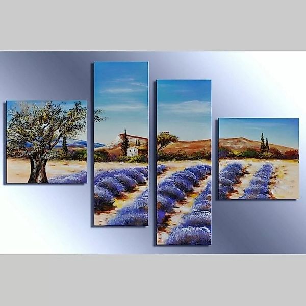 4 Leinwandbilder LAVENDELFELD (2) 100 x 70cm Handgemalt günstig online kaufen