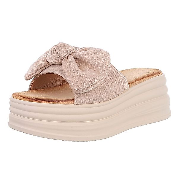 Ital-Design Beige Plateau-Sandalen mit Schleife für günstig online kaufen