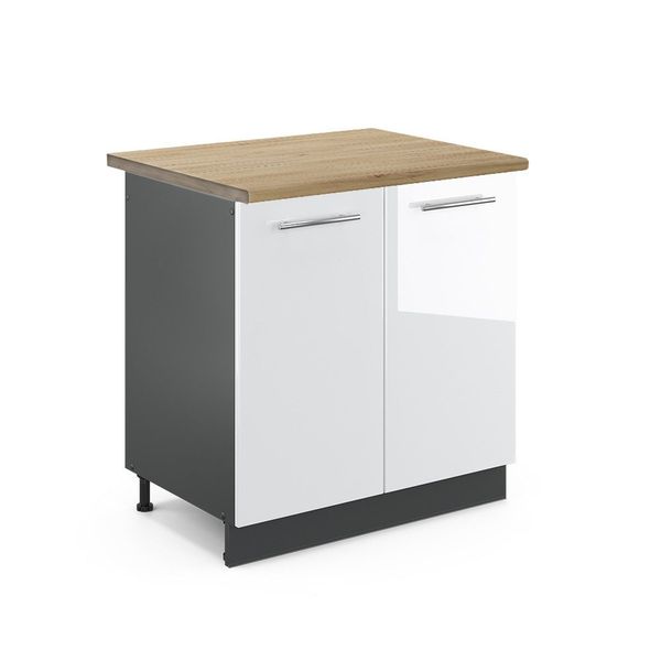 Vicco Spülenunterschrank Fame-Line, Weiß Hochglanz/Anthrazit, 80 günstig online kaufen