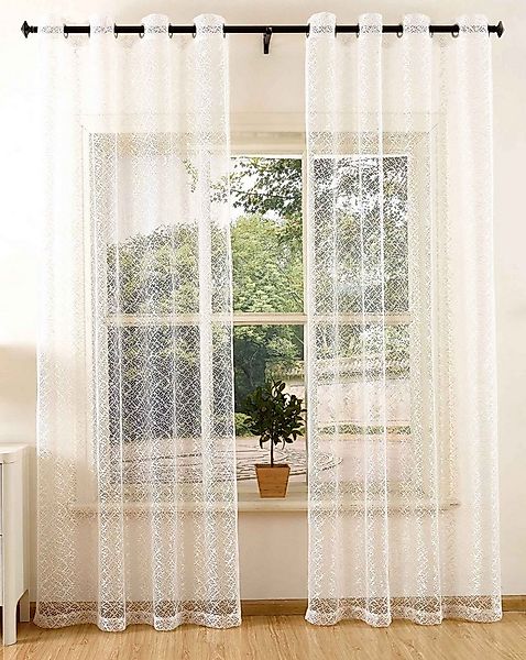 Gardinenbox Gardine (2 St), Ösen, transparent, Polyester, Netz Struktur Net günstig online kaufen
