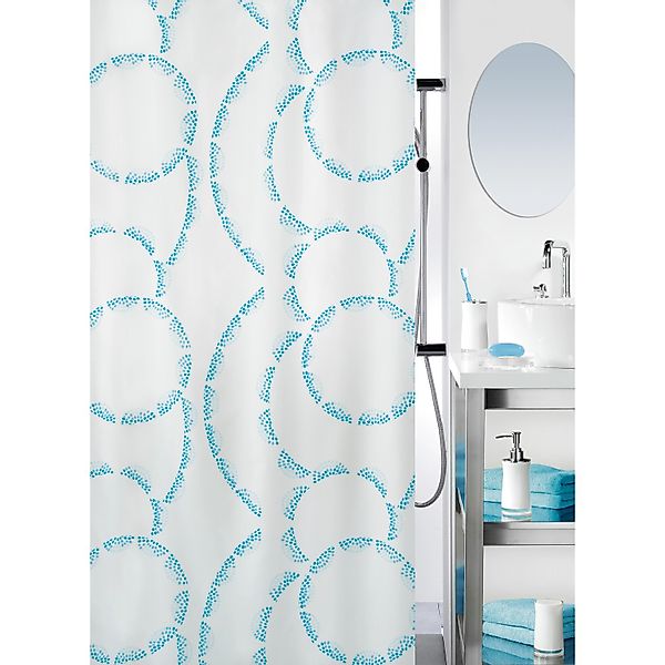 Spirella Duschvorhang Textil Claire Acqua 240 cm x 180 cm günstig online kaufen