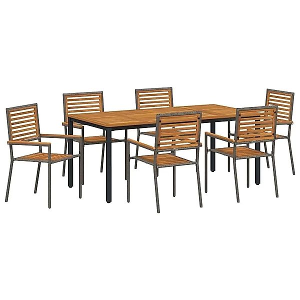 vidaXL Garten Essgruppe 7-Tlg Grau Poly-Rattan 3365503 günstig online kaufen