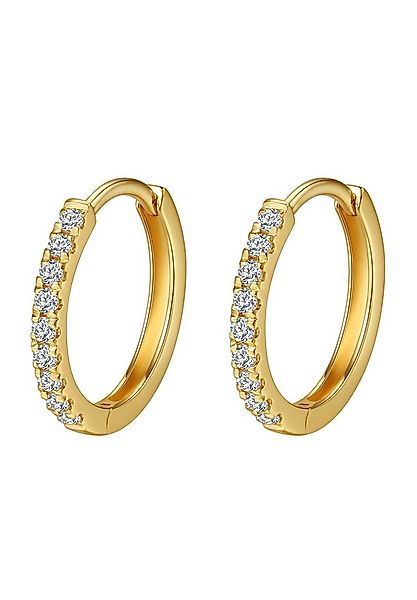 Dear Me Paar Creolen 585 Gold Weißgold Damen, mit Kristallen, Runde Damen O günstig online kaufen