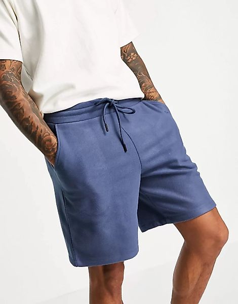 ASOS DESIGN – Oversize-Shorts aus Polarfleece in Blau günstig online kaufen