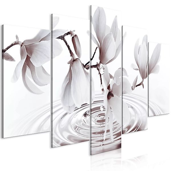 Wandbild - Magnolias over Water (5 Parts) Wide Grey günstig online kaufen