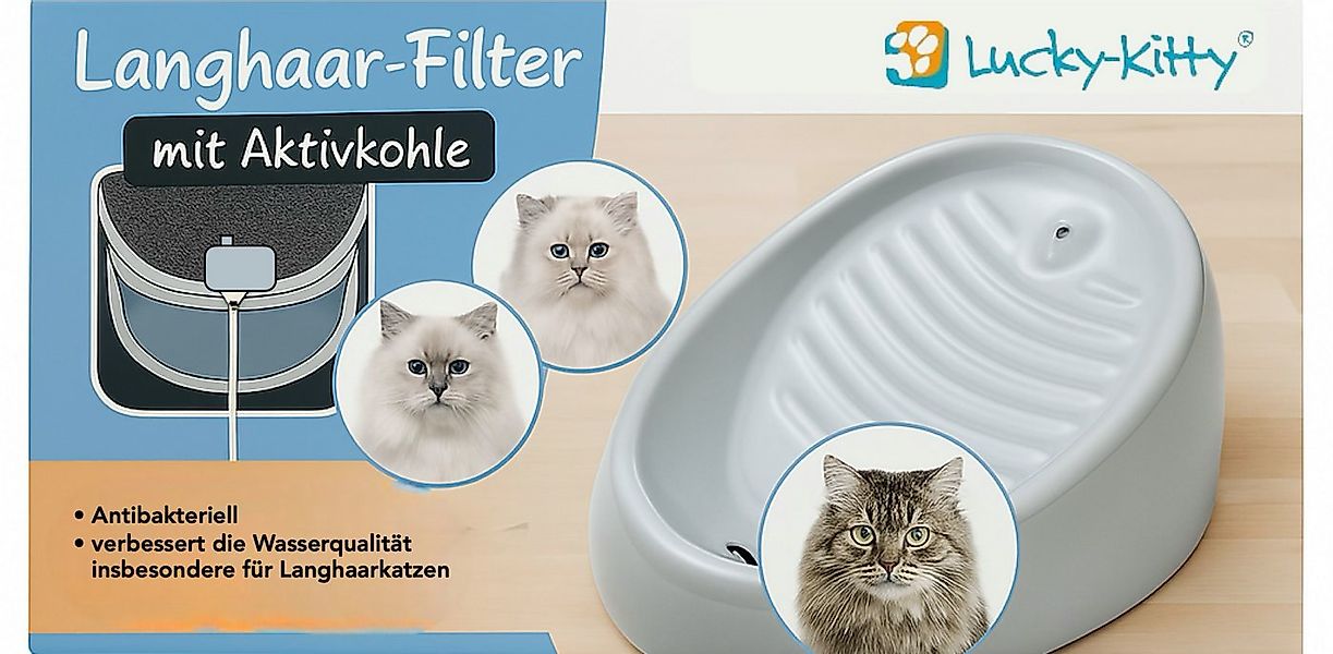 Lucky-Kitty Trinkbrunnen antibakterieller Langhaar-Filter mit Aktivkohle fü günstig online kaufen