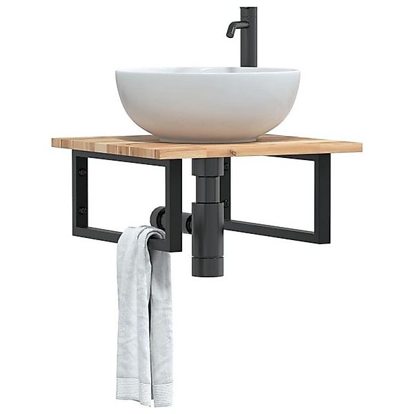 vidaXL Waschbeckenschrank Waschbeckenregal Wandmontage Stahl und Akazienhol günstig online kaufen