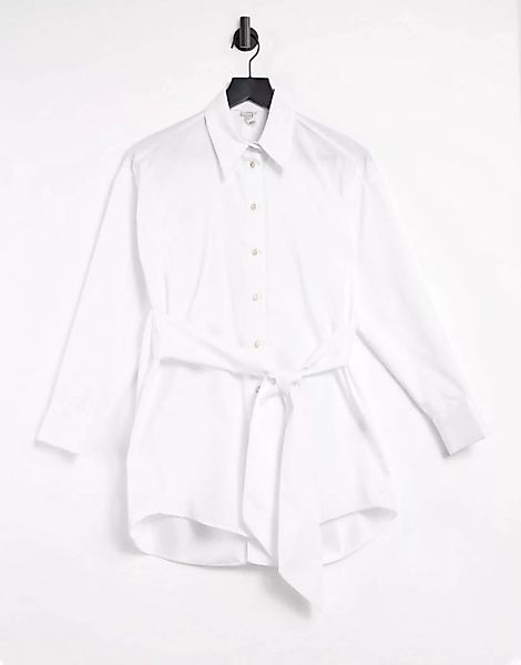 River Island – Weißes Popeline-Hemd mit Rückenausschnitt günstig online kaufen