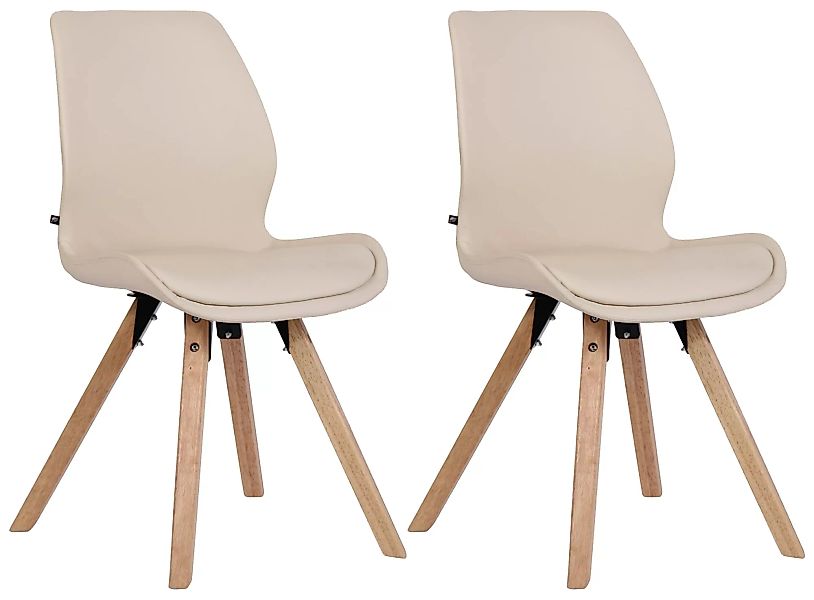2er Set Stuhl Luna Kunstleder Creme günstig online kaufen