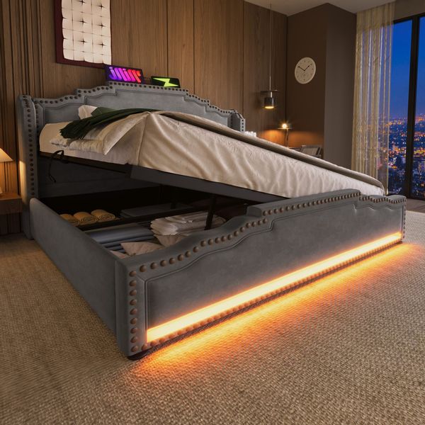 TavilaEcon Boxspringbett Doppelbett mit Stauraum, LED-Beleuchtung günstig online kaufen