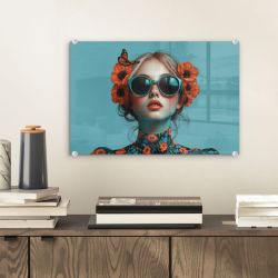 MuchoWow Acrylglasbild Frau - Blau - günstig online kaufen