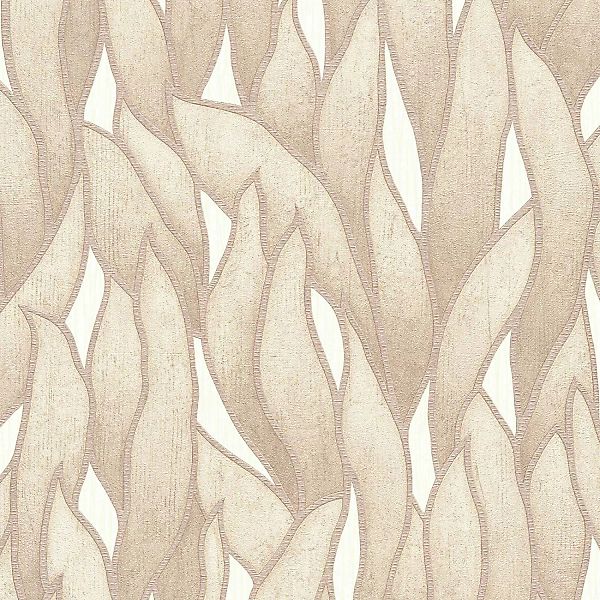 Bricoflor Blätter Tapete in Beige Weiß Moderne Vliestapete mit Blättern für günstig online kaufen