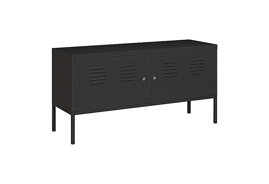 en.casa Sideboard, Sideboard 'Pyhtää' 118x40x60cm Stahl Schwarz günstig online kaufen