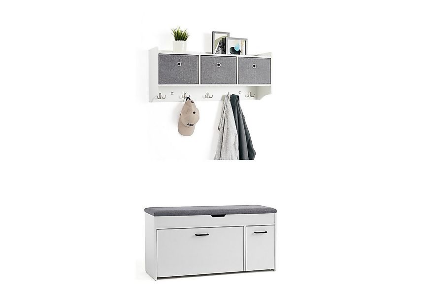 Mondeer Garderoben-Set (2-St), Garderobe mit Schuhbank, mit Stoff-Schublade günstig online kaufen