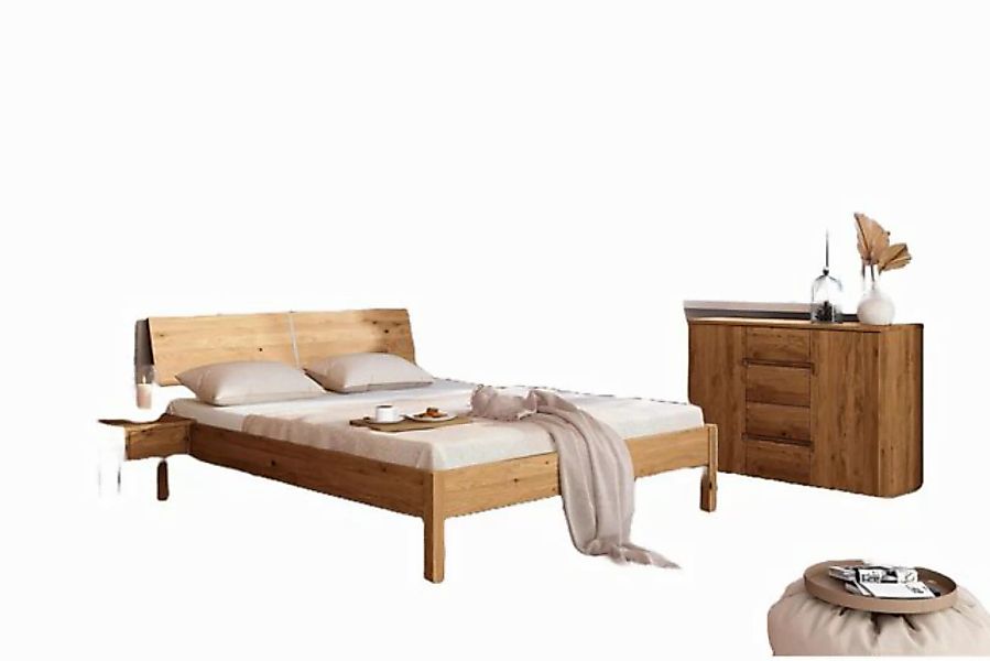 Natur24 Einzelbett Bett Bento 9 Sonderlänge 100x210 Wildeiche Holzkopfteil günstig online kaufen