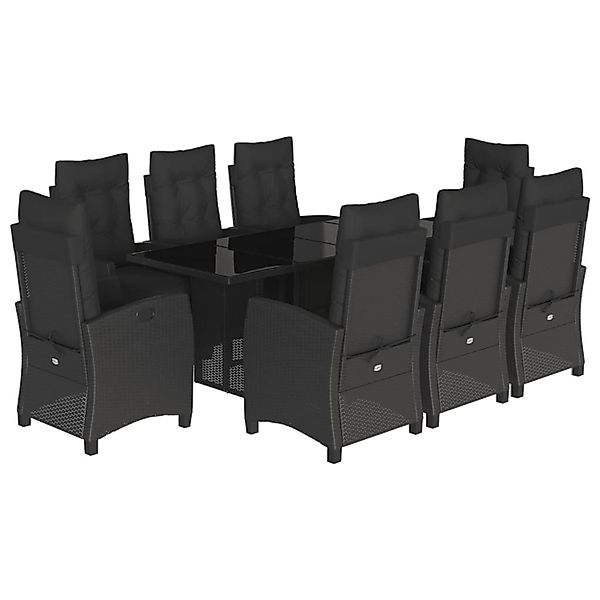 vidaXL 9-Tlg Garten-Essgruppe mit Kissen Schwarz Poly Rattan 3212921 günstig online kaufen
