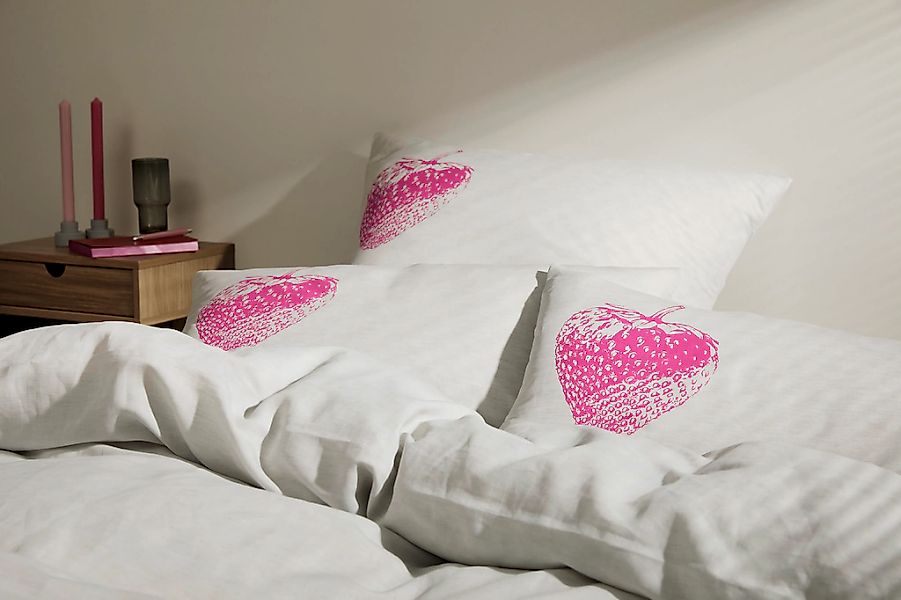 Elegante Bettwäsche "Erdbeere" 2 Stk. tlg. angenehmes Hautgefühl günstig online kaufen