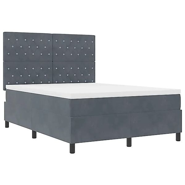 vidaXL Boxspringbett mit Matratze Dunkelgrau 140 x 200 cm Samt 3343251 günstig online kaufen
