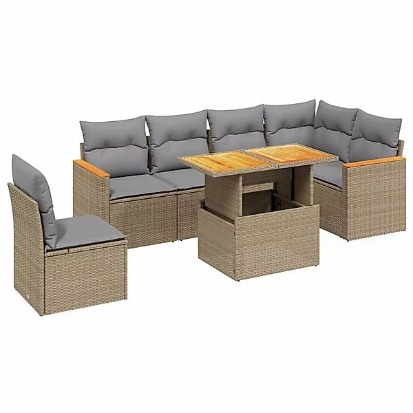 vidaXL 7-tlg Garten-Sofagarnitur mit Kissen Beige Poly Rattan Modell 317 günstig online kaufen