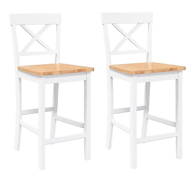 vidaXL Barhocker Barhocker 2 Stk. Weiß Massivholz Gummibaum (2 St) günstig online kaufen