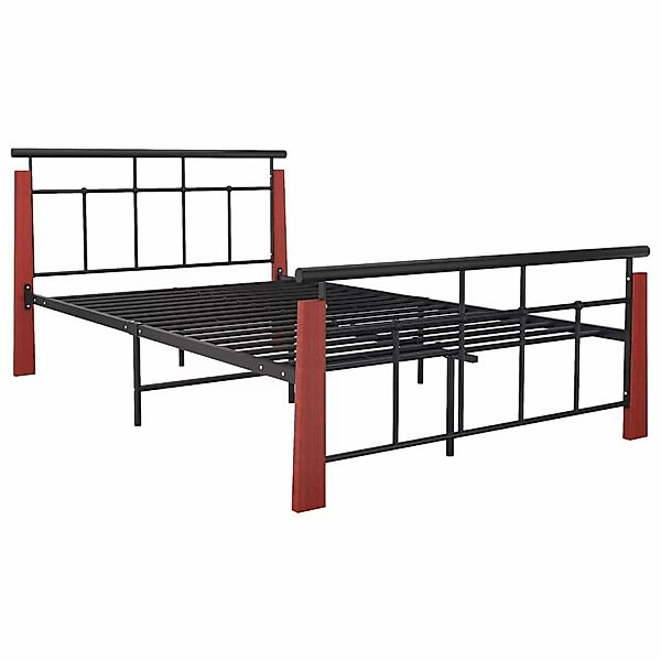 Bettgestell Metall Und Massivholz Eiche 120x200 Cm günstig online kaufen