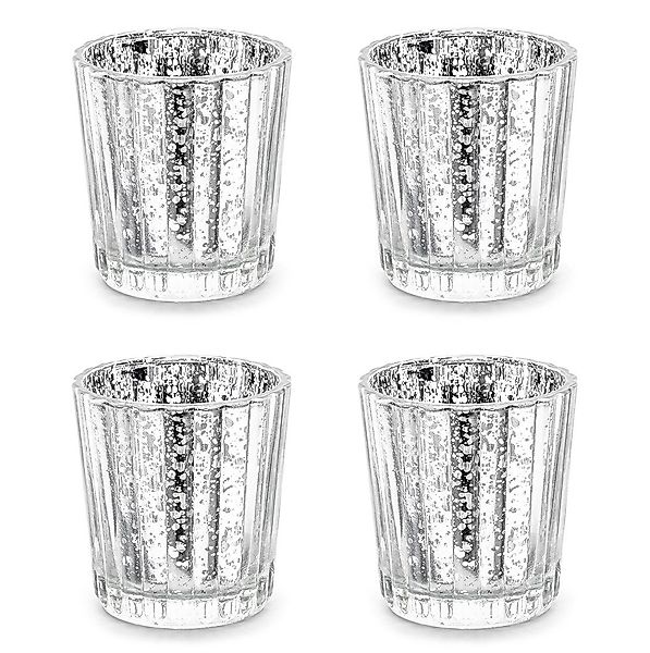 partydeco Teelichthalter, Teelichthalter Glas 5,5x6cm silber günstig online kaufen