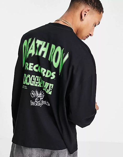 ASOS DESIGN – Snoop Dogg – Langärmliges Oversize Shirt in Schwarz mit Death günstig online kaufen