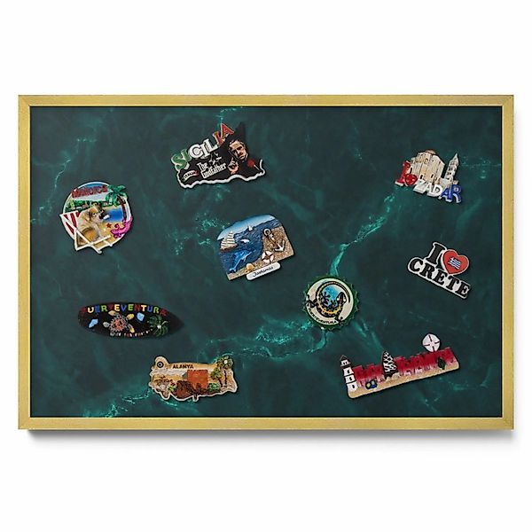 Tulup Magnettafel Magnettafel Metall mit Rahmen Flaschengrüner Marmor 60x40 günstig online kaufen