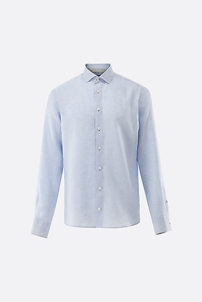 Leinenhemd mit Kontrast und Haifischkragen günstig online kaufen