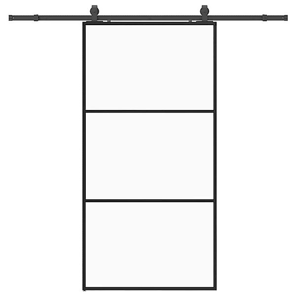 vidaXL Schiebetür mit Beschlag Schwarz 102x205 cm ESG-Glas 3375923 günstig online kaufen