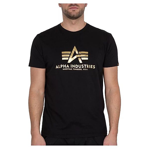 Alpha Industries Basic Foil Print Kurzärmeliges T-shirt 2XL Black / Yellow günstig online kaufen