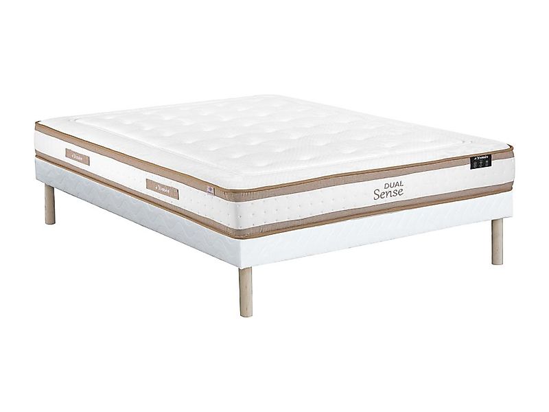 Bett - 160 x 200 cm - Polsterbettgestell - Hybridmatratze 7-Zonen Taschenfe günstig online kaufen