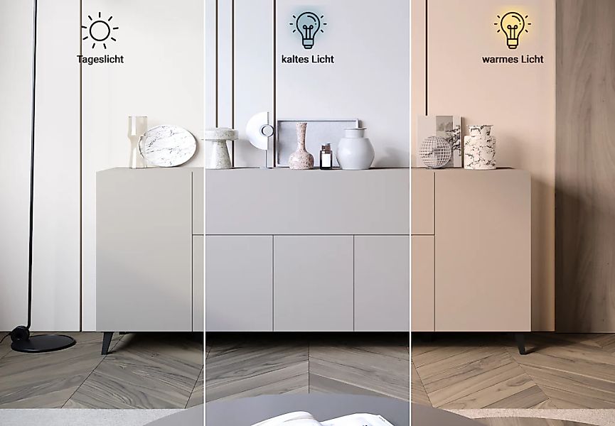 Home affaire Sideboard "SIDEBOARD PHUKET II, Stilvolle, grifflose kommode, günstig online kaufen