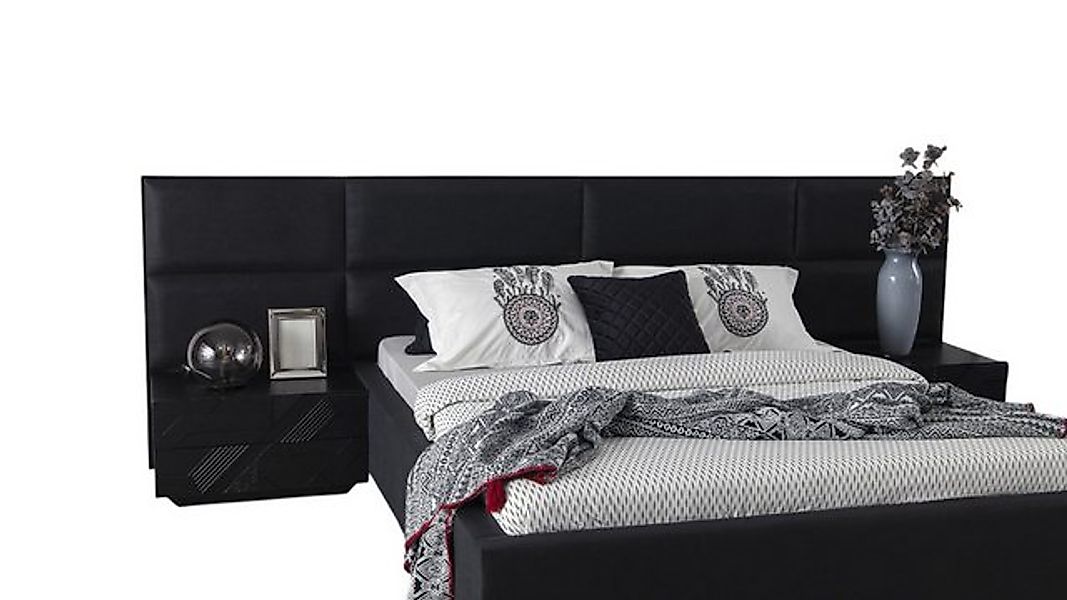 JVmoebel Bett Polsterbett Schwarz Textil für Schlafzimmer Luxuriös Modern S günstig online kaufen